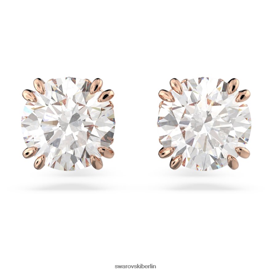 Swarovski Constella-Ohrstecker Rundschliff, weiß, rosévergoldet Schmuck HLT448677