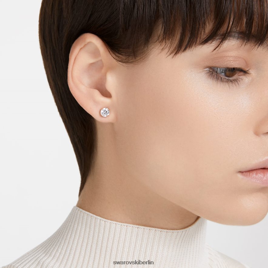 Swarovski Constella-Ohrstecker Rundschliff, weiß, rosévergoldet Schmuck HLT448677
