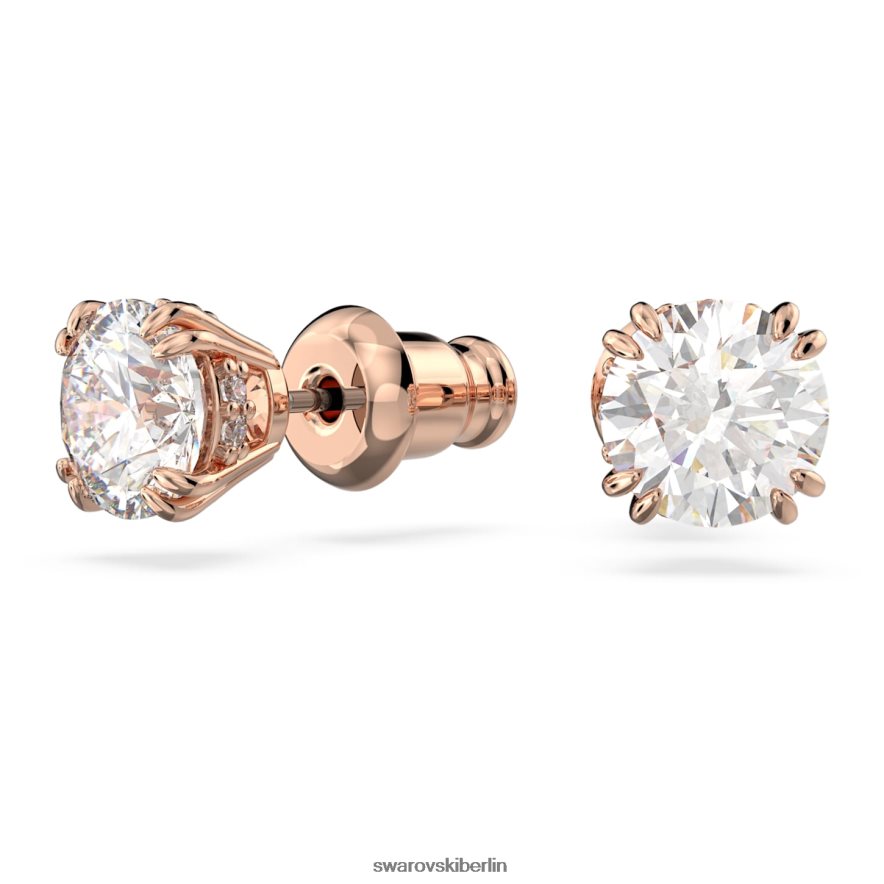 Swarovski Constella-Ohrstecker Rundschliff, weiß, rosévergoldet Schmuck HLT448677