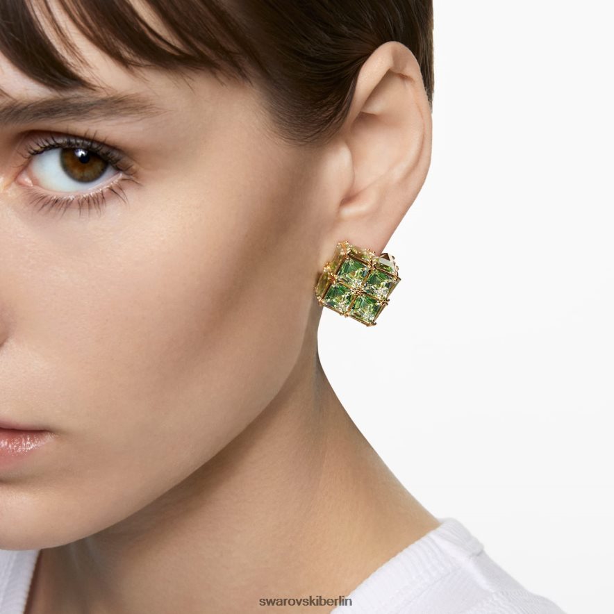 Swarovski Curiosa-Ohrstecker einzeln, quadratisch geschliffen, grün, vergoldet Schmuck HLT448976