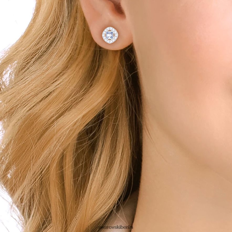 Swarovski Engelsohrstecker quadratischer Schliff, blau, rhodiniert Schmuck HLT448679