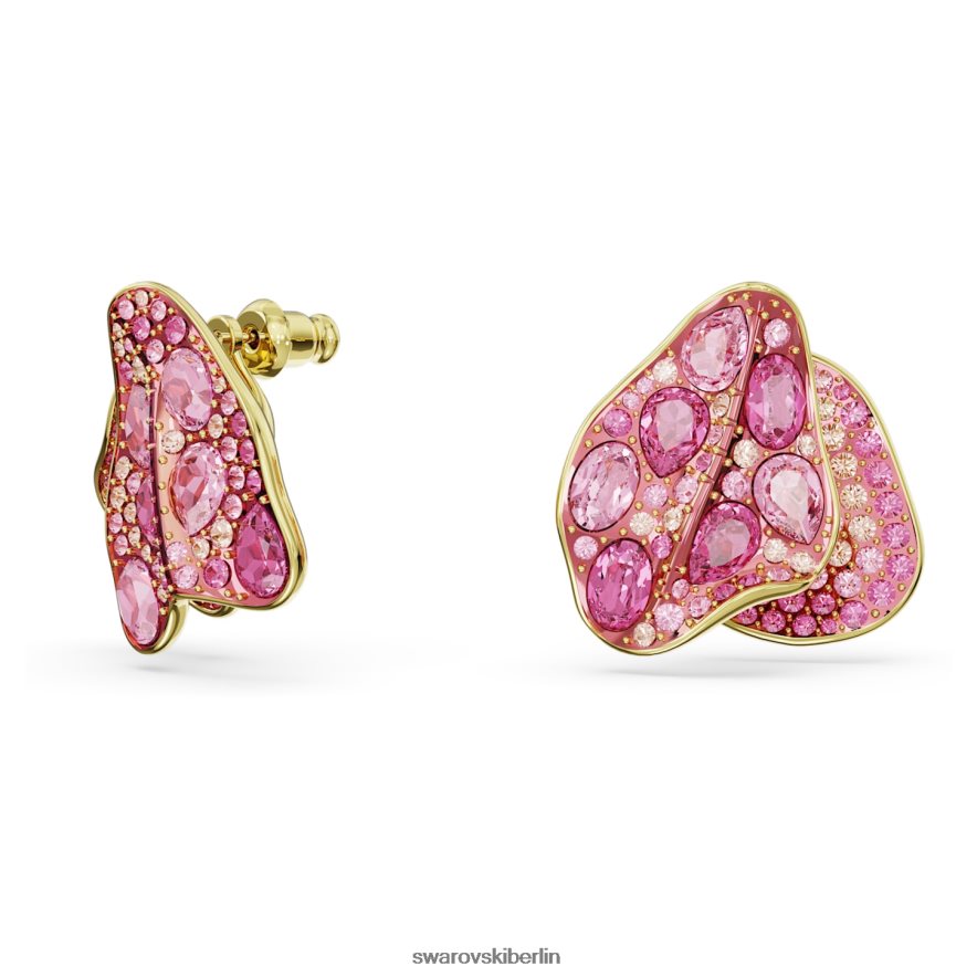 Swarovski Florere-Ohrstecker asymmetrisches Design, Blume, rosa, vergoldet Schmuck HLT448668