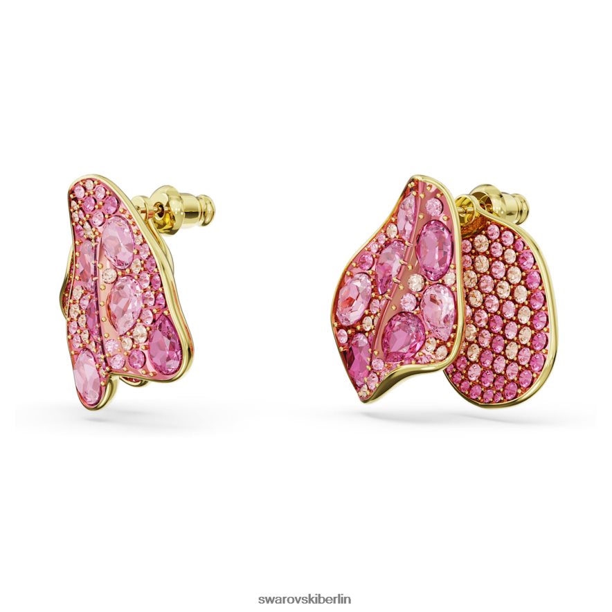 Swarovski Florere-Ohrstecker asymmetrisches Design, Blume, rosa, vergoldet Schmuck HLT448668