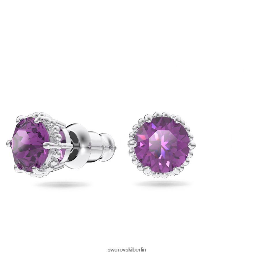 Swarovski Geburtsstein-Ohrstecker im Rundschliff Februar, lila, rhodiniert Schmuck HLT448692