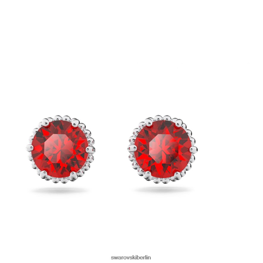 Swarovski Geburtsstein-Ohrstecker im Rundschliff Januar, rot, rhodiniert Schmuck HLT448695