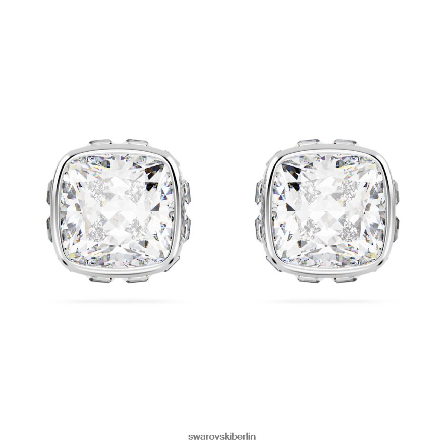 Swarovski Geburtsstein-Ohrstecker im quadratischen Schliff April, weiß, rhodiniert Schmuck HLT448728
