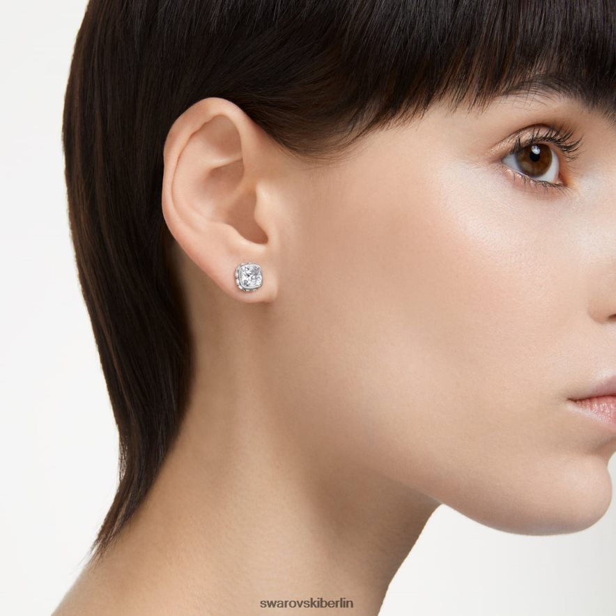 Swarovski Geburtsstein-Ohrstecker im quadratischen Schliff April, weiß, rhodiniert Schmuck HLT448728