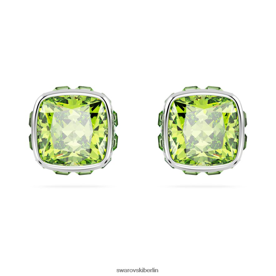 Swarovski Geburtsstein-Ohrstecker im quadratischen Schliff August, grün, rhodiniert Schmuck HLT448727