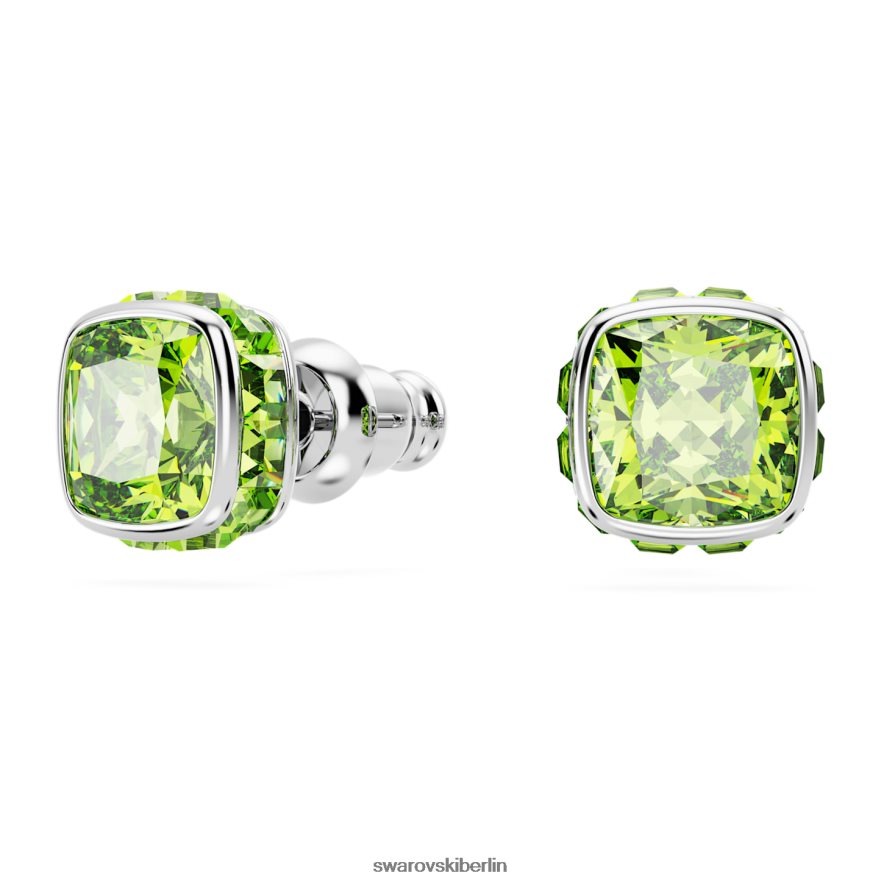 Swarovski Geburtsstein-Ohrstecker im quadratischen Schliff August, grün, rhodiniert Schmuck HLT448727