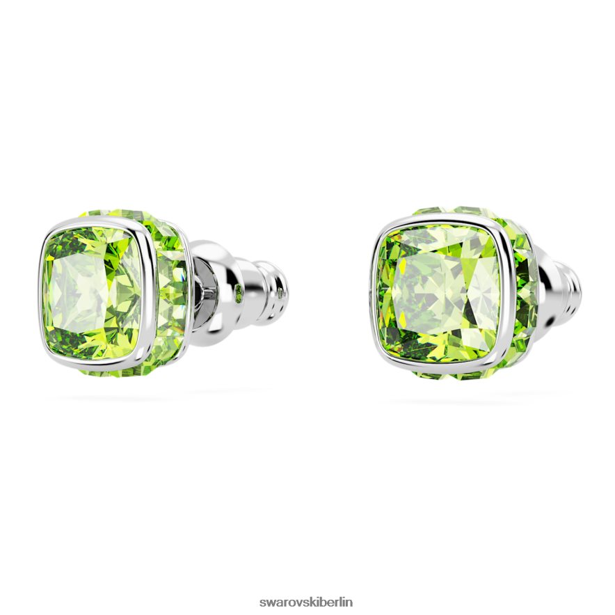 Swarovski Geburtsstein-Ohrstecker im quadratischen Schliff August, grün, rhodiniert Schmuck HLT448727