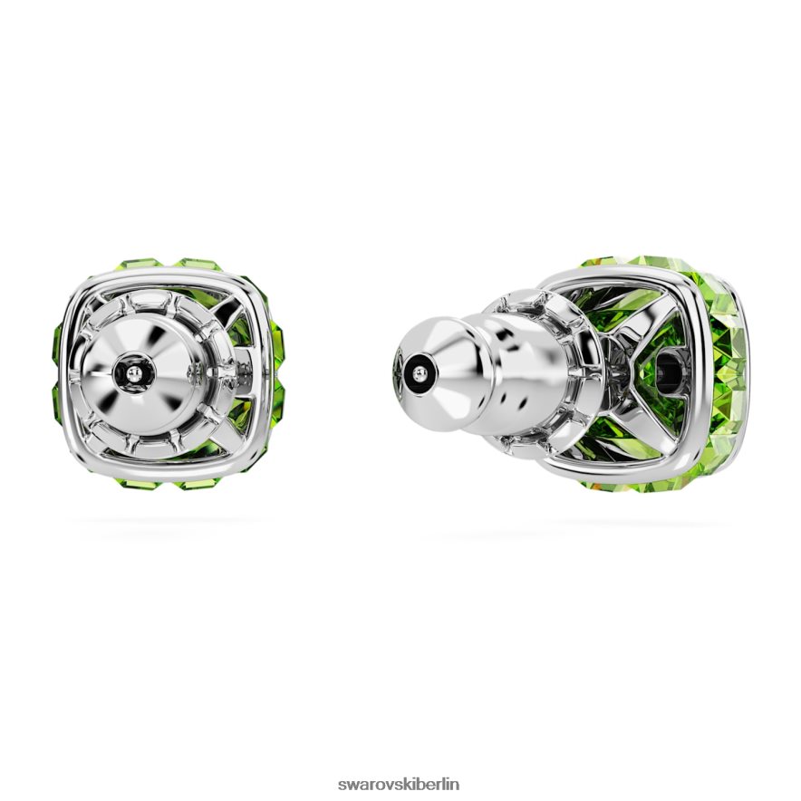 Swarovski Geburtsstein-Ohrstecker im quadratischen Schliff August, grün, rhodiniert Schmuck HLT448727