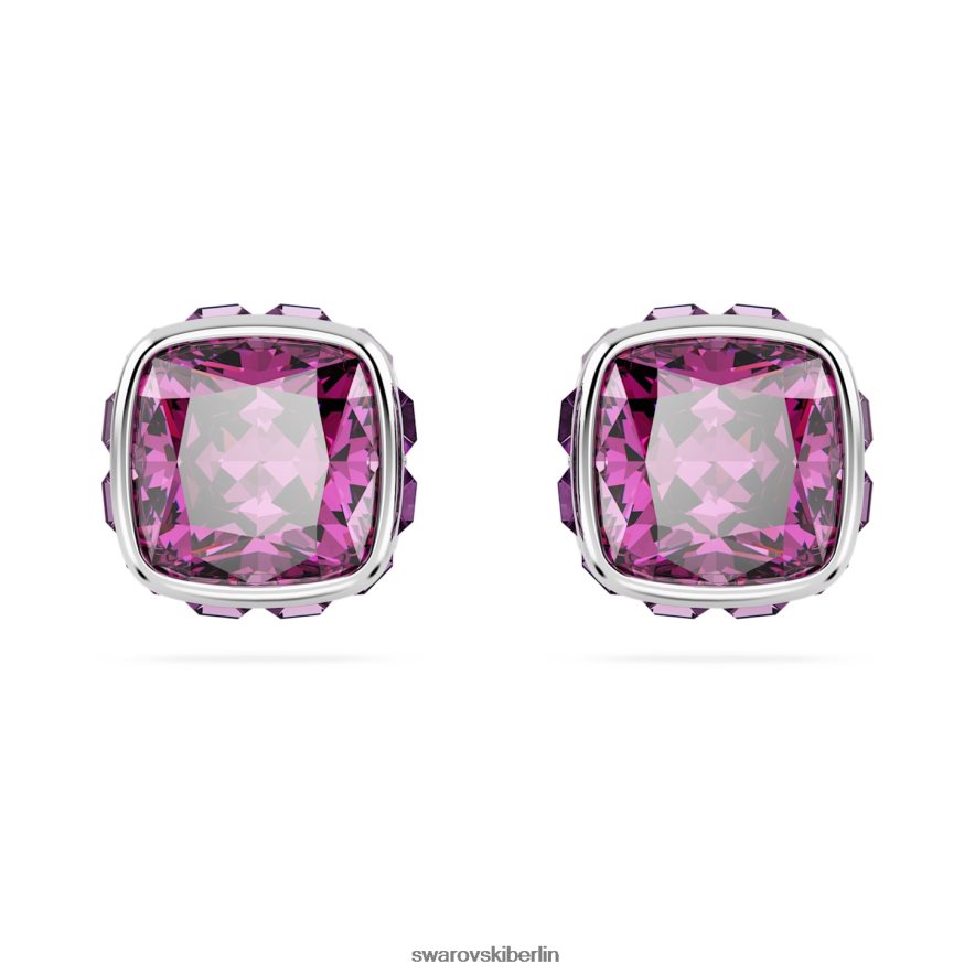 Swarovski Geburtsstein-Ohrstecker im quadratischen Schliff Februar, rosa, rhodiniert Schmuck HLT448735