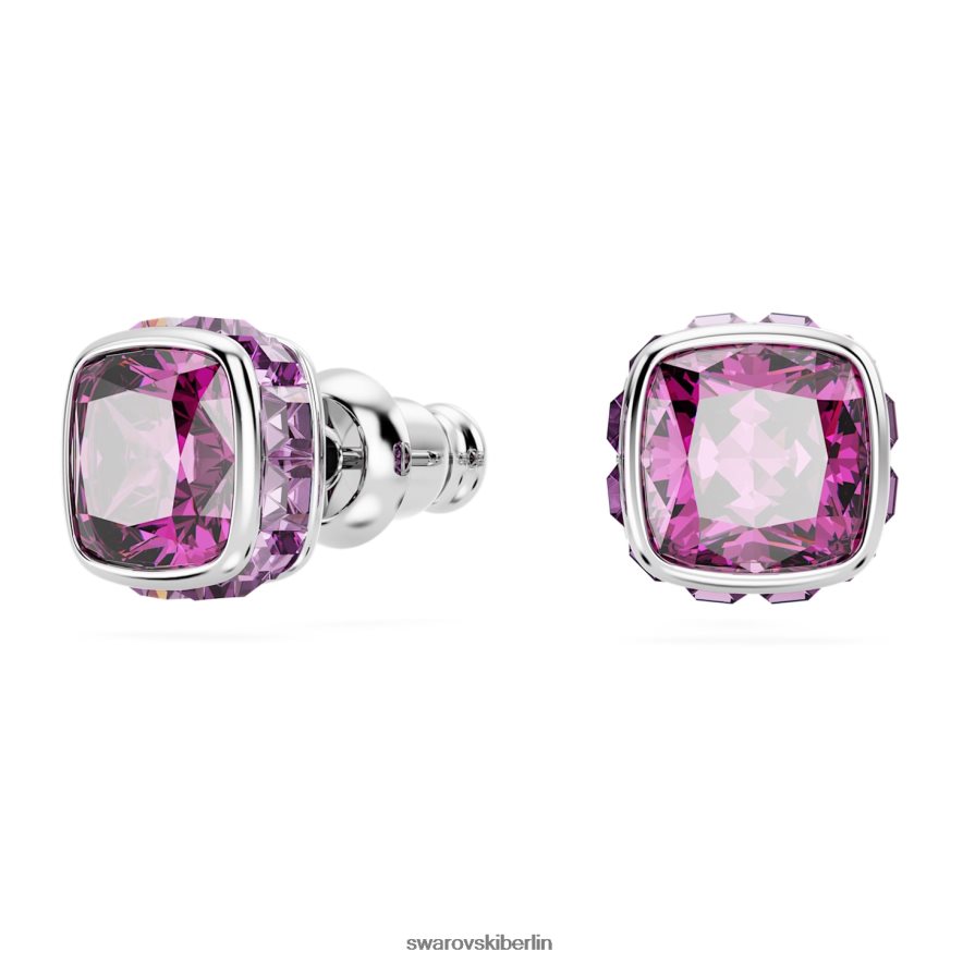 Swarovski Geburtsstein-Ohrstecker im quadratischen Schliff Februar, rosa, rhodiniert Schmuck HLT448735