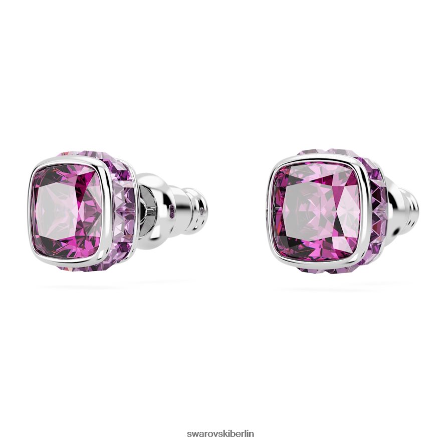 Swarovski Geburtsstein-Ohrstecker im quadratischen Schliff Februar, rosa, rhodiniert Schmuck HLT448735