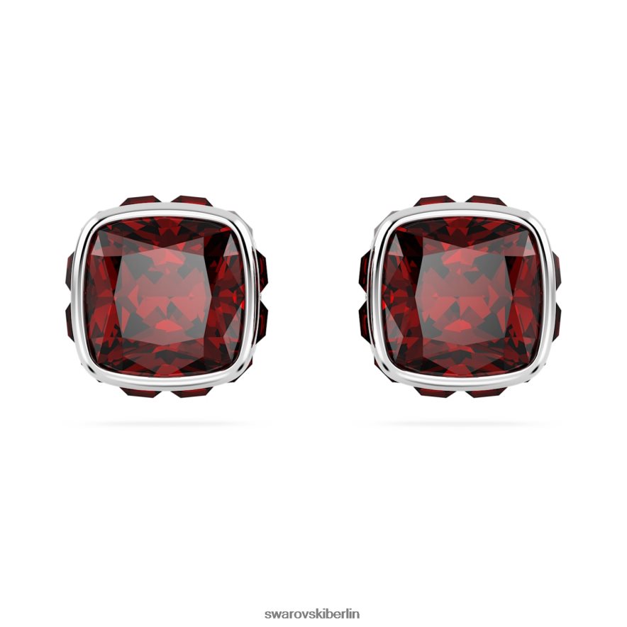 Swarovski Geburtsstein-Ohrstecker im quadratischen Schliff Januar, rot, rhodiniert Schmuck HLT448734