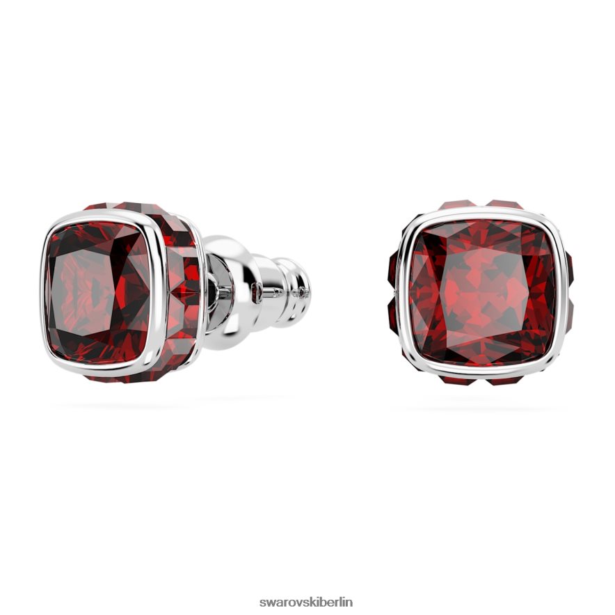 Swarovski Geburtsstein-Ohrstecker im quadratischen Schliff Januar, rot, rhodiniert Schmuck HLT448734