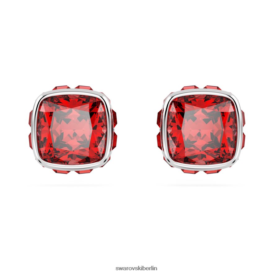 Swarovski Geburtsstein-Ohrstecker im quadratischen Schliff Juli, rot, rhodiniert Schmuck HLT448726