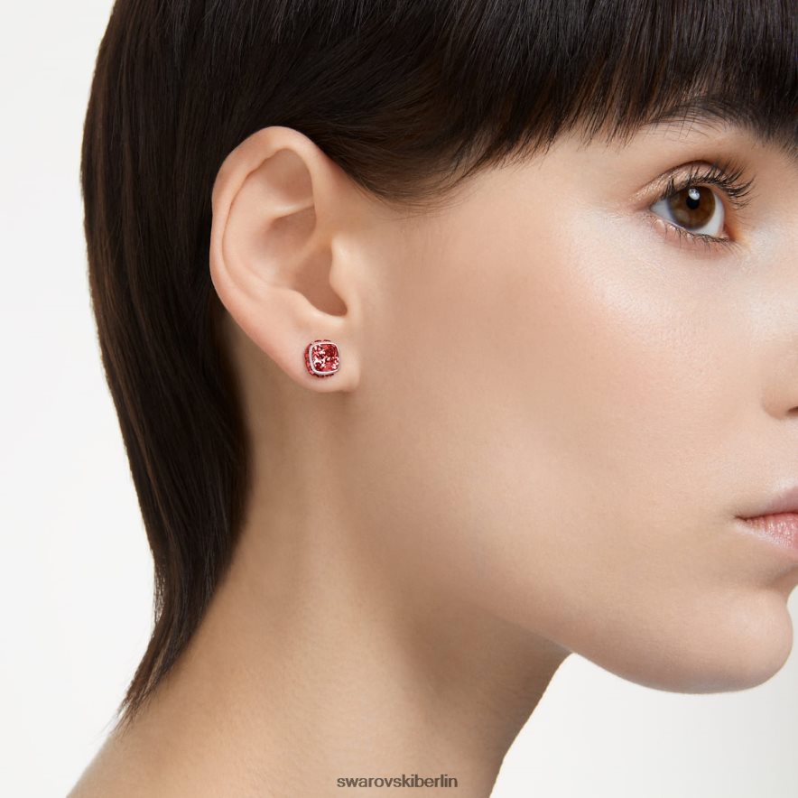 Swarovski Geburtsstein-Ohrstecker im quadratischen Schliff Juli, rot, rhodiniert Schmuck HLT448726