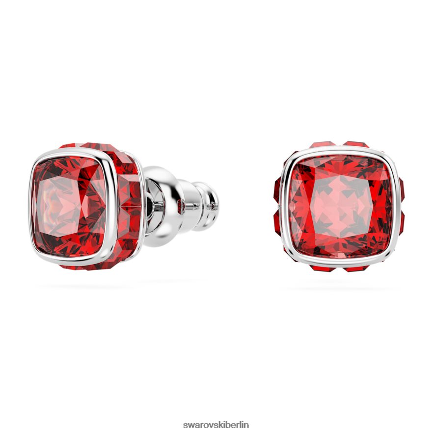Swarovski Geburtsstein-Ohrstecker im quadratischen Schliff Juli, rot, rhodiniert Schmuck HLT448726