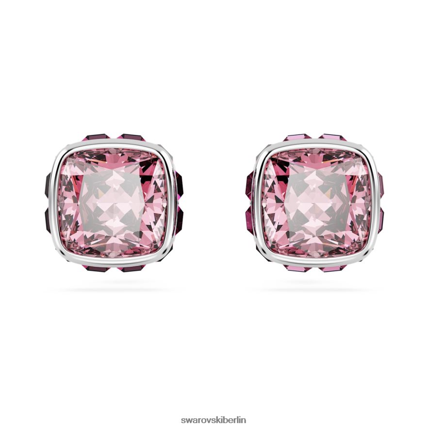Swarovski Geburtsstein-Ohrstecker im quadratischen Schliff Oktober, rosa, rhodiniert Schmuck HLT448725