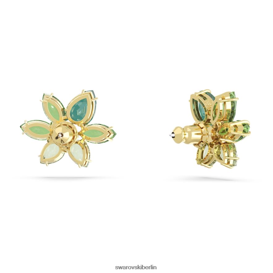 Swarovski Gema-Ohrstecker Mischschliffe, Blume, grün, vergoldet Schmuck HLT448745