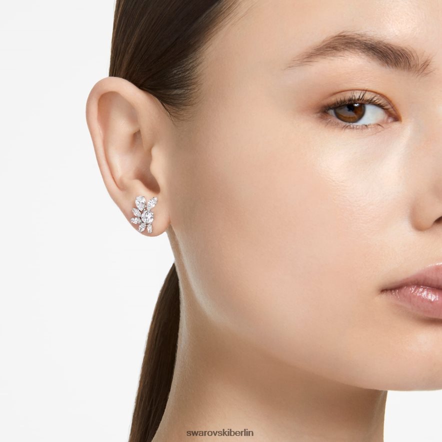 Swarovski Gema-Ohrstecker Mischschliffe, Blume, weiß, rhodiniert Schmuck HLT448722