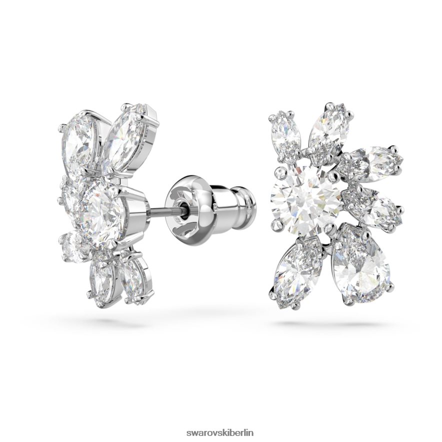 Swarovski Gema-Ohrstecker Mischschliffe, Blume, weiß, rhodiniert Schmuck HLT448722