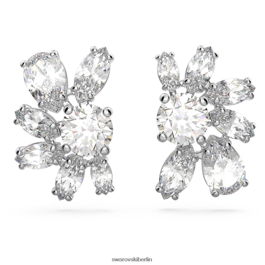 Swarovski Gema-Ohrstecker Mischschliffe, Blume, weiß, rhodiniert Schmuck HLT448749