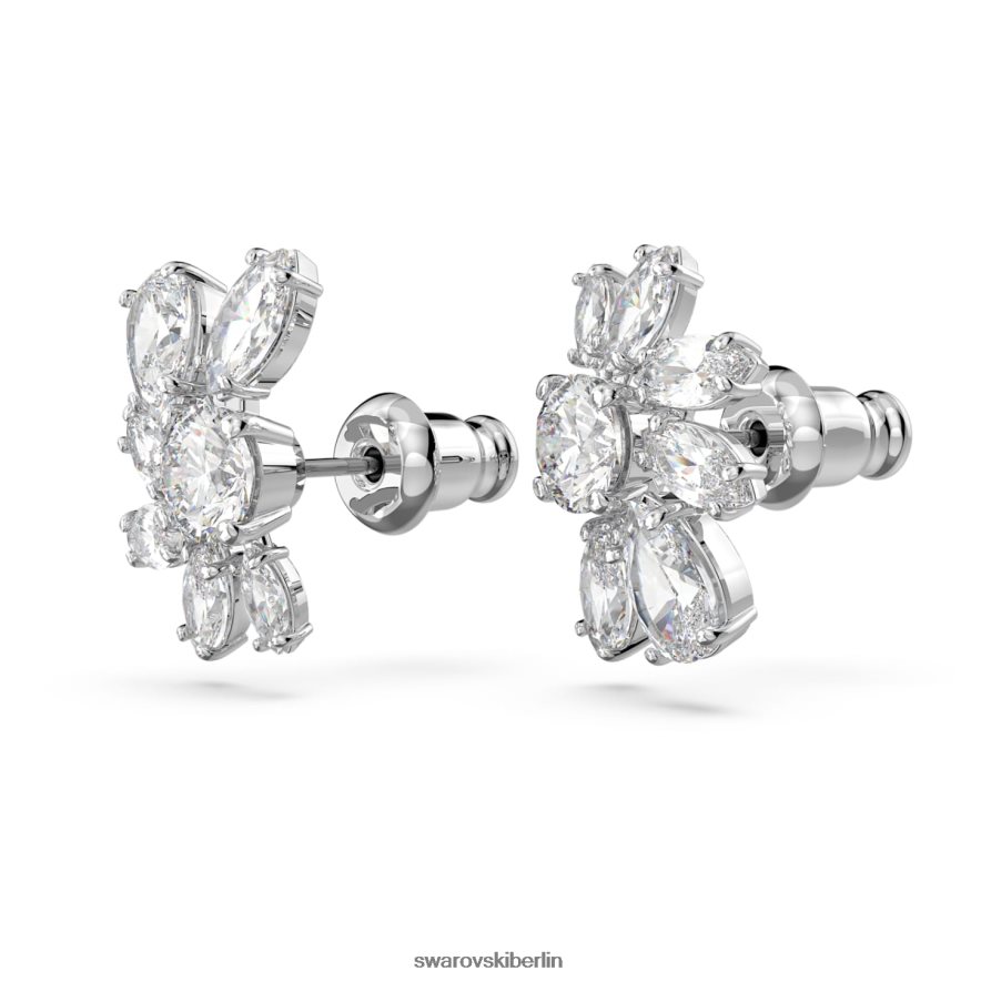 Swarovski Gema-Ohrstecker Mischschliffe, Blume, weiß, rhodiniert Schmuck HLT448749