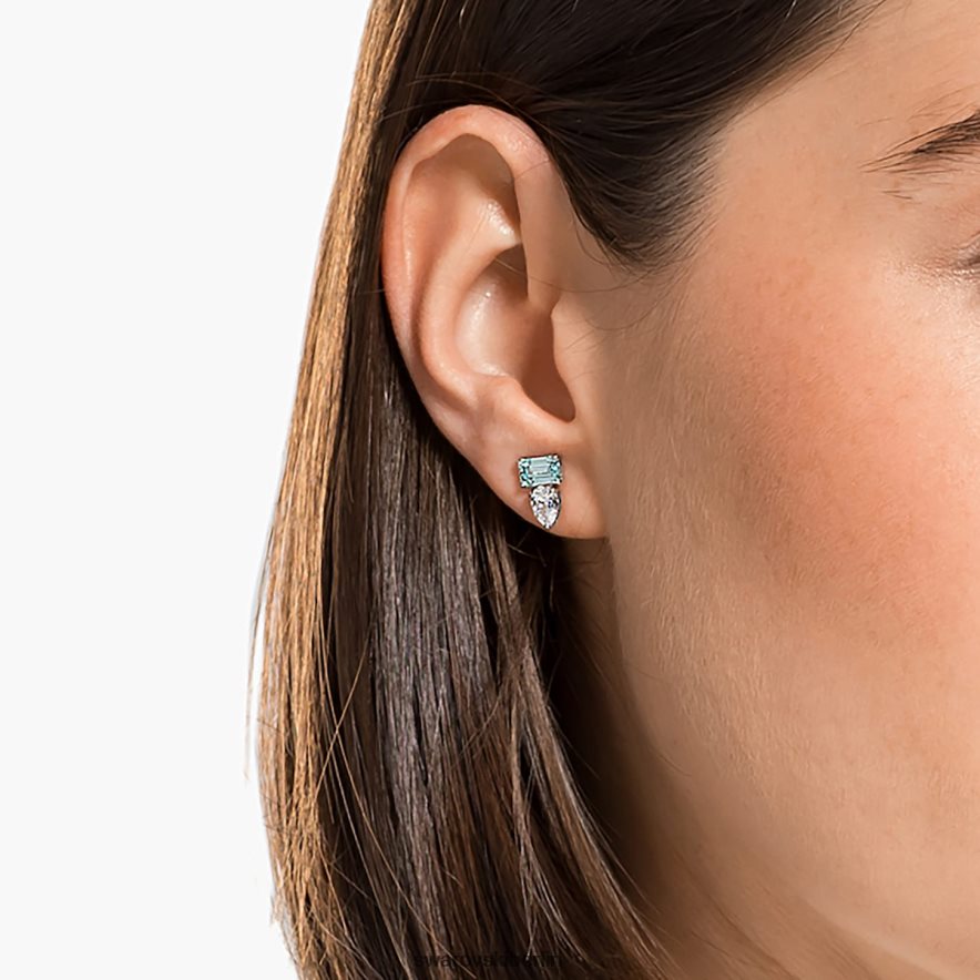 Swarovski Ohrstecker anziehen Mischschliffe, blau, rhodiniert Schmuck HLT448860