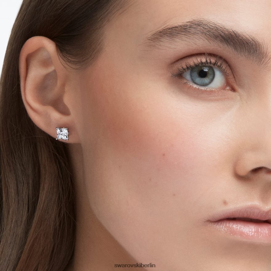 Swarovski Ohrstecker anziehen quadratisch geschliffen, weiß, rhodiniert Schmuck HLT448657
