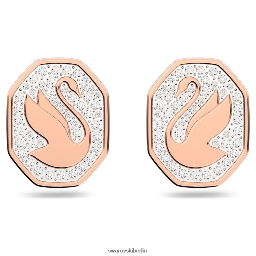 Swarovski Signum-Ohrstecker Achteckform, Schwan, weiß, rosévergoldet Schmuck HLT448740