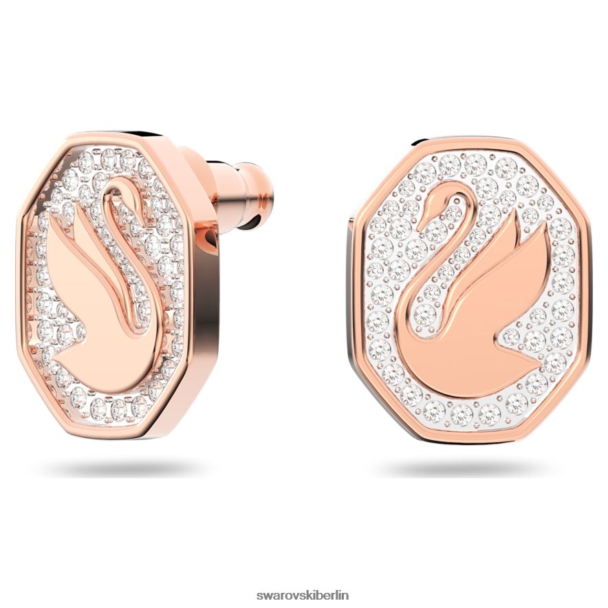 Swarovski Signum-Ohrstecker Achteckform, Schwan, weiß, rosévergoldet Schmuck HLT448740
