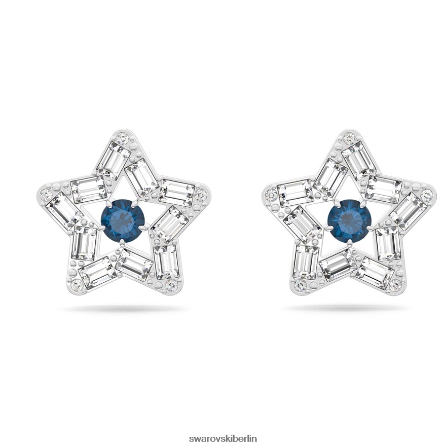 Swarovski Stella-Ohrstecker Mischschliffe, Stern, blau, rhodiniert Schmuck HLT448703