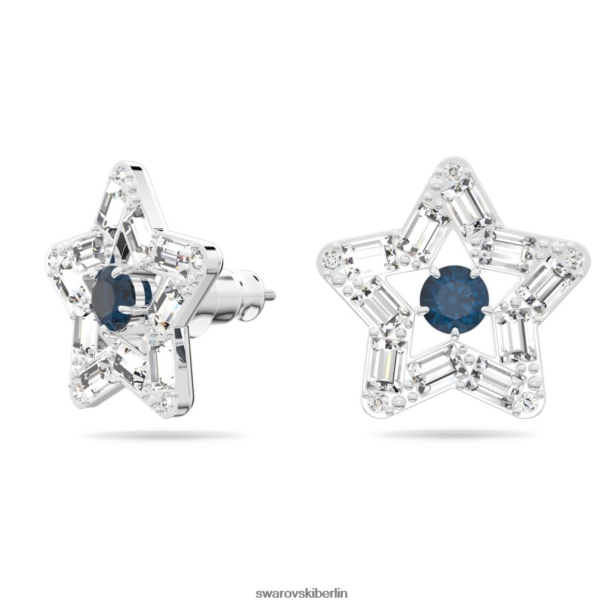 Swarovski Stella-Ohrstecker Mischschliffe, Stern, blau, rhodiniert Schmuck HLT448703