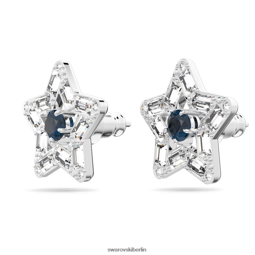 Swarovski Stella-Ohrstecker Mischschliffe, Stern, blau, rhodiniert Schmuck HLT448703