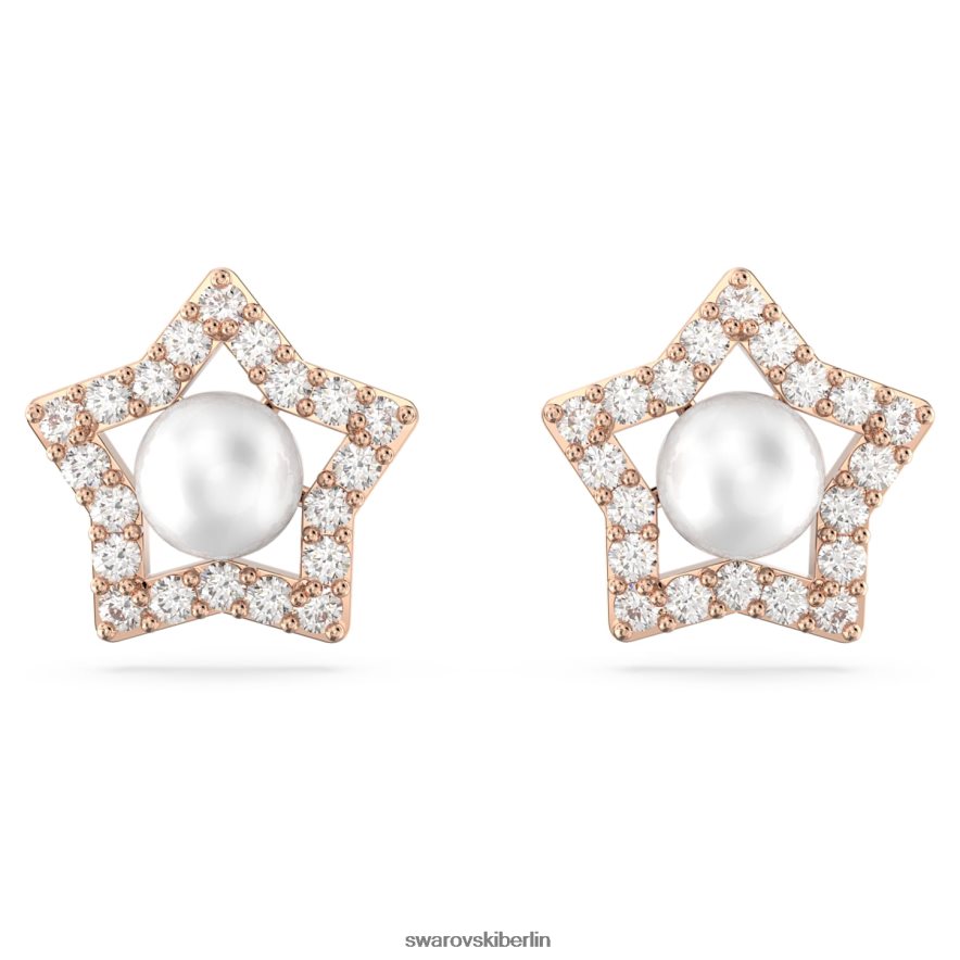 Swarovski Stella-Ohrstecker Rundschliff, Stern, weiß, rosévergoldet Schmuck HLT448716