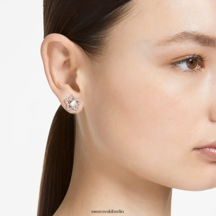 Swarovski Stella-Ohrstecker Rundschliff, Stern, weiß, rosévergoldet Schmuck HLT448716