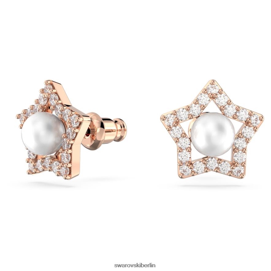 Swarovski Stella-Ohrstecker Rundschliff, Stern, weiß, rosévergoldet Schmuck HLT448716