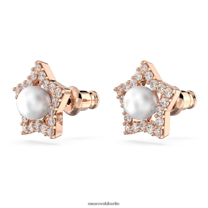 Swarovski Stella-Ohrstecker Rundschliff, Stern, weiß, rosévergoldet Schmuck HLT448716