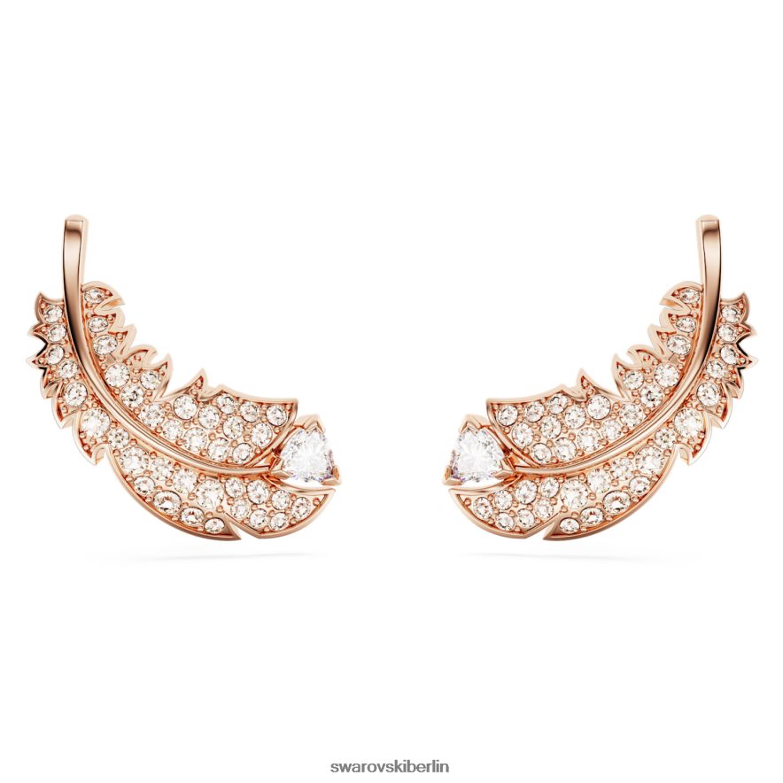 Swarovski schöne Ohrstecker Feder, weiß, rosévergoldet Schmuck HLT448724