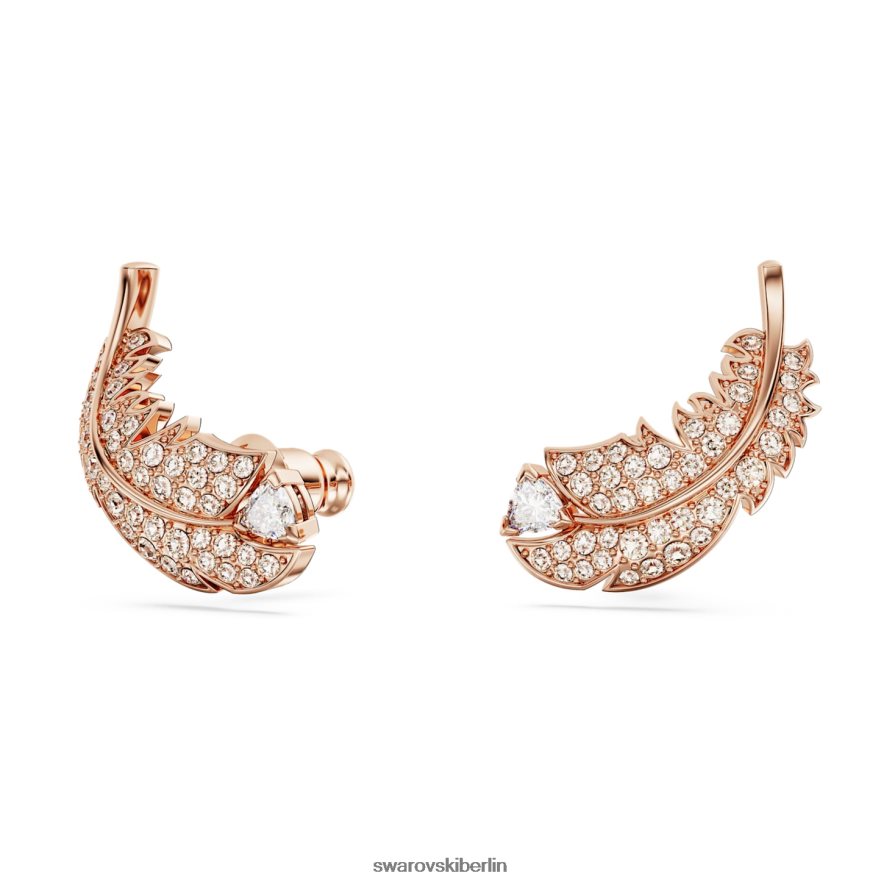 Swarovski schöne Ohrstecker Feder, weiß, rosévergoldet Schmuck HLT448724