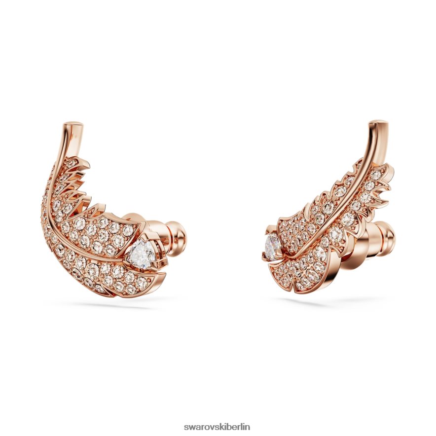 Swarovski schöne Ohrstecker Feder, weiß, rosévergoldet Schmuck HLT448724