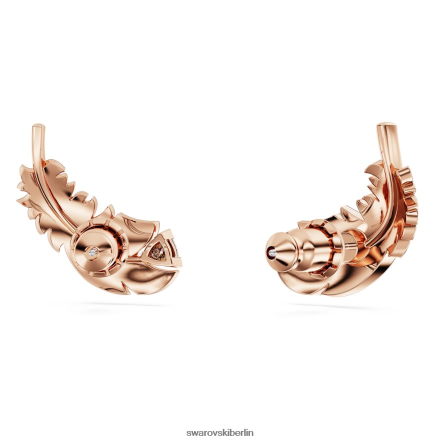 Swarovski schöne Ohrstecker Feder, weiß, rosévergoldet Schmuck HLT448724