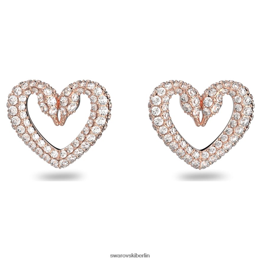 Swarovski una Ohrstecker Pavé, Herz, weiß, rosévergoldet Schmuck HLT448717