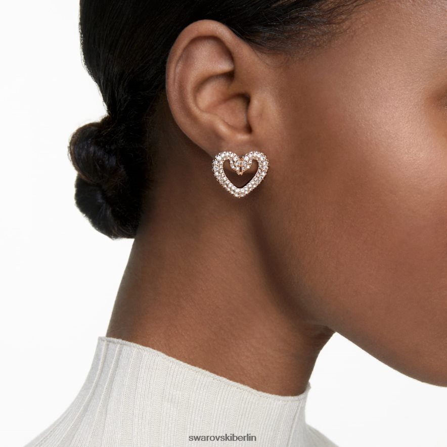 Swarovski una Ohrstecker Pavé, Herz, weiß, rosévergoldet Schmuck HLT448717
