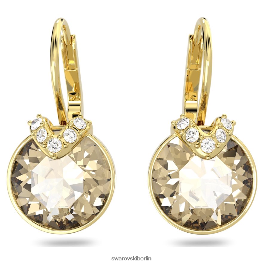 Swarovski Bella V-Tropfenohrringe Rundschliff, Goldton, vergoldet Schmuck HLT448778