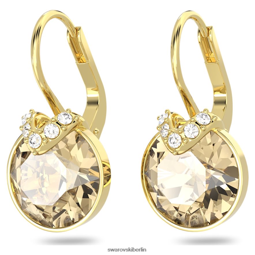Swarovski Bella V-Tropfenohrringe Rundschliff, Goldton, vergoldet Schmuck HLT448778
