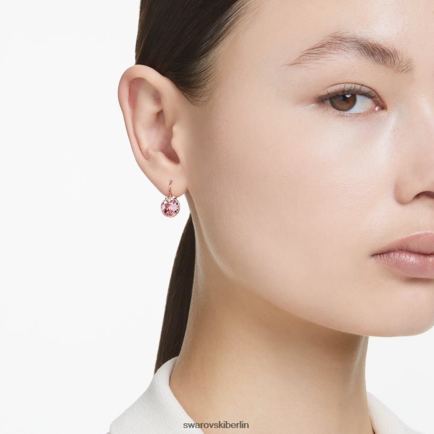 Swarovski Bella V-Tropfenohrringe runder Schliff, rosa, rosévergoldet Schmuck HLT448761