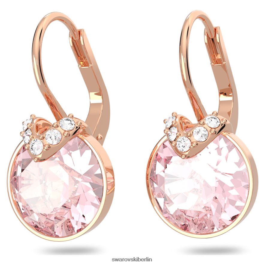 Swarovski Bella V-Tropfenohrringe runder Schliff, rosa, rosévergoldet Schmuck HLT448761